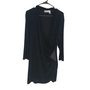 Chico's Travelers Size 2 Dress Black Ponte Knit Faux Wrap